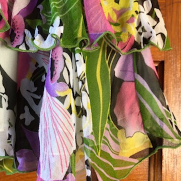 Anna Paul 100% Silk Flowered Mini Ruffled Skirt Size Small - Picture 3 of 8